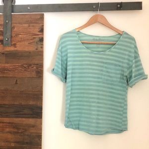 Striped aqua blue Lucky Brand tee - Size Small